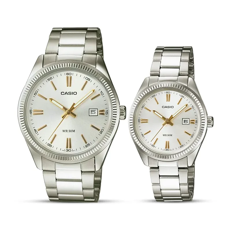 Casio Silver Dial Couple Watch | MTP / LTP-1302D-7A2